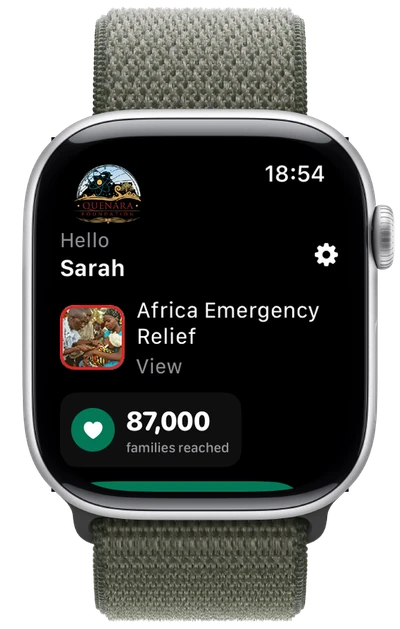 Apple Watch'ta Quenara uygulamasının ana ekranı